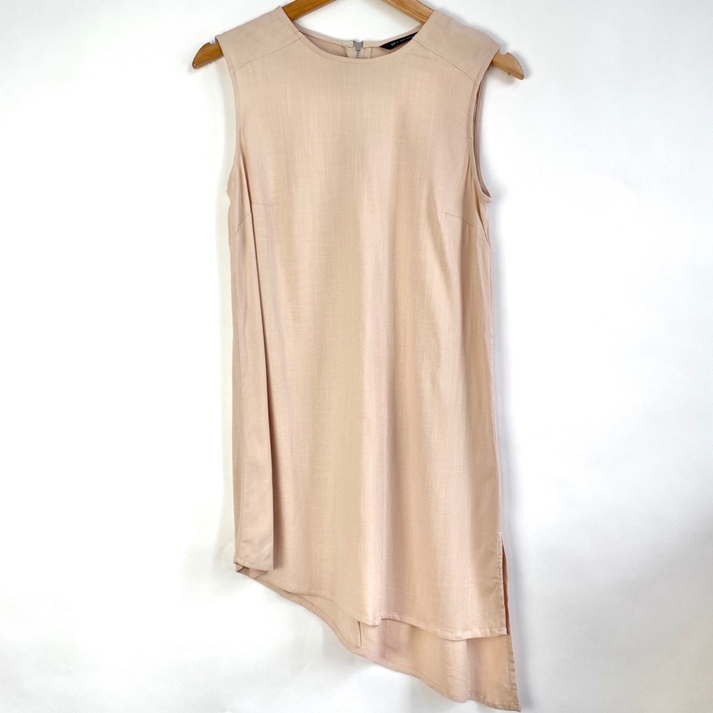 H by Halston Blush Pink Asymmetrical Midi Dress